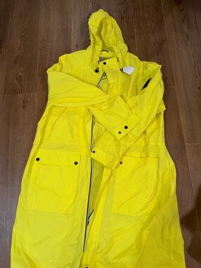 Moose Knuckles Bright Yellow Hooded Trench Coat